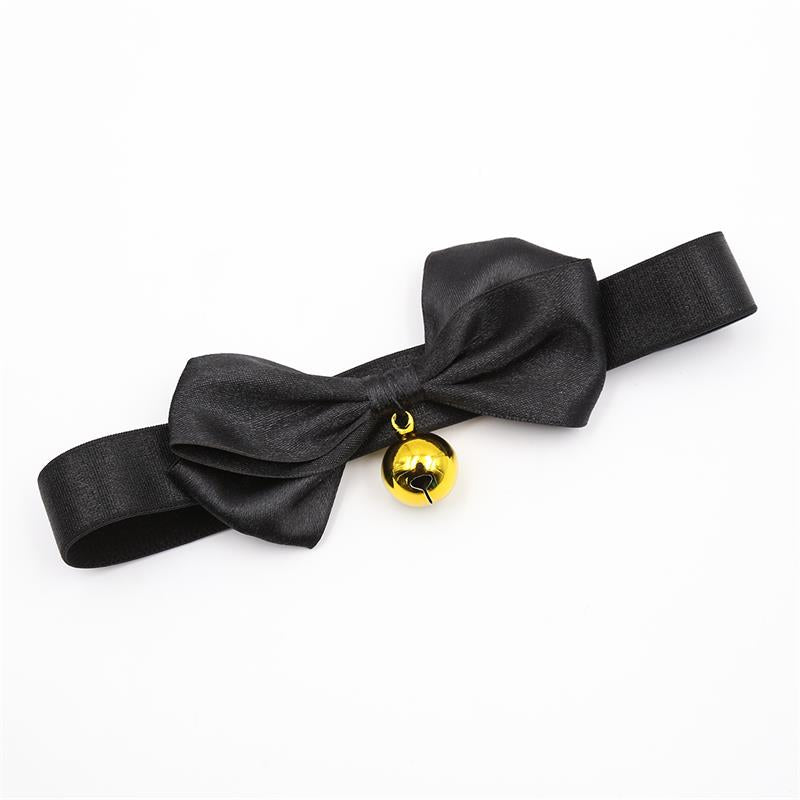 Collar with Bow and Bell 36 cm Size L Black