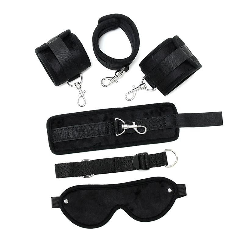 Hand to Ankle Cuffs with Mask Adjustable Black