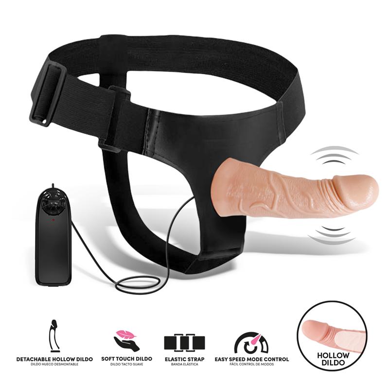 Eleto Detachable Strap On with Hollow Dildo Vibration and Remote Control
