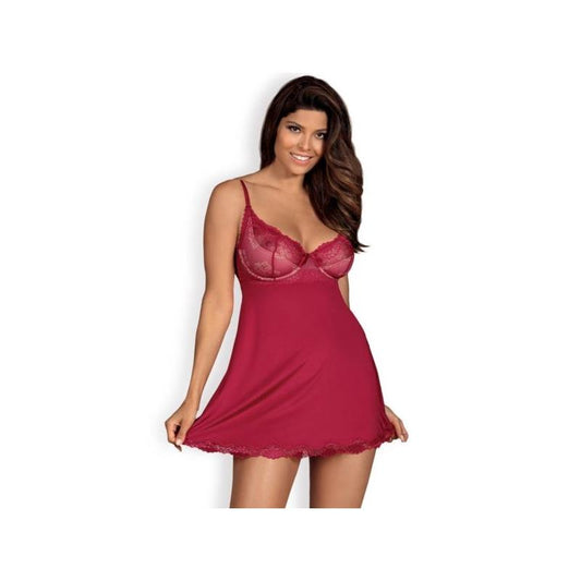 Rosalyne Babydoll and Thong Red Size S M