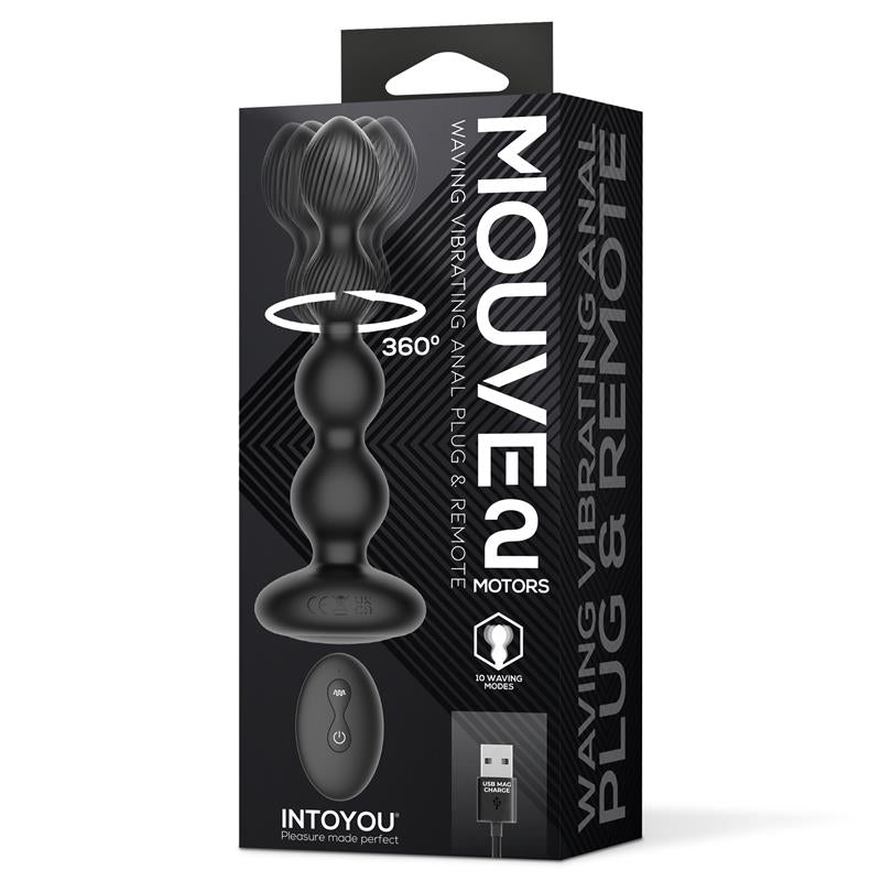 Mouve Butt Plug with Waving and Vibratiion with Remote Control 2 Motors