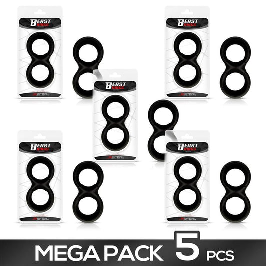 Pack of 5 Penis Ring and Testicles Liquid Silicone 25 mm